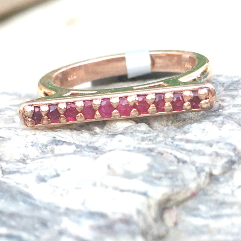 Natural Ruby Ring Rose Gold Vermeil Bridge Design Limited Edition Thailand Gems - Picture 12 of 15